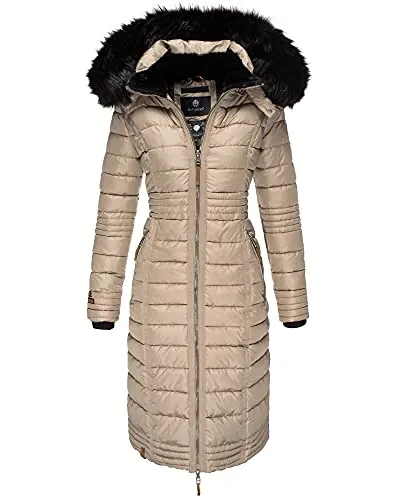 Navahoo Damen Winter Steppmantel UMAY mit Kunstpelz - Eleganter, warm gefütterter Steppmantel mit abnehmbarer Kapuze und Kunstfellrand. Ideal für kalte Tage, schützt vor Wind und Wetter. Optimaler Tragekomfort und moderne Passform.
