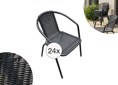 LC Garden Garvista Stapelstuhl 54x52x72cm schwarz - Der LC Garden »Garvista« Stapelstuhl ist ideal für Balkon und Terrasse. Mit seinem leichten, stabilen Stahlrahmen und dem pflegeleichten Kunststoffgeflecht bietet er hohen Sitzkomfort und lässt sich platzsparend stapeln.