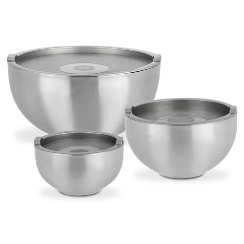 GSW 824019 THERMOSCHÜSSEL-Set 6-teilig aus Edelstahl - Kochzubehör mit doppelwandiger Isolierung, hält Speisen lange warm oder kalt und ist ideal für Buffets und Partys.