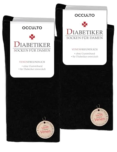 Occulto Damen Diabetiker Socken 10er Pack (Modell: Julia) Schwarz 35-38