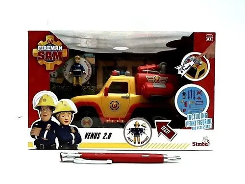 Brandmand Sam Sam Fire Engine Venus 2.0 - Figuren: Venus Feuerwehrauto mit Penny Figur, original Geräusche aktivierbar, ideal für kleine Feuerwehrfans und spannende Abenteuer.