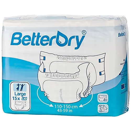 BetterDry Windeln L10 - Große Saugkraft für Erwachsene - Windeln für Erwachsene (Karton, 60 St.), ideal für schwere Inkontinenz mit hoher Saugfähigkeit und zuverlässigem Schutz.