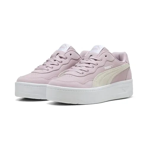 PUMA Damen Court Lally Skye Suede Sneakers 36, Rose Mauve White Pink - Stylische Halbschuhe aus hochwertigem Leder und Wildleder mit Gummilaufsohle. Ideal für den Alltag und mit bequemer Schnürung für optimalen Halt.