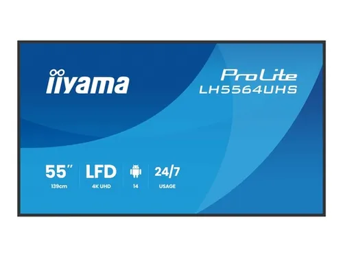 Iiyama ProLite LH5564UHS-B1AG 55" 4K Monitor - Public Display Monitor mit 55" Diagonale, 4K UHD Auflösung und 60Hz Bildwiederholfrequenz für beeindruckende Bildqualität in jedem Umfeld.