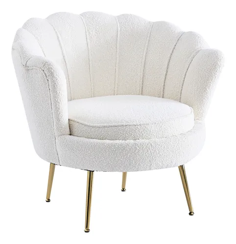 SalesFever Muschelsessel aus Bouclé Stoff - 371886 - Eleganter Sessel aus hochwertigem Bouclé Stoff, ideal für stilvolle Wohnräume und bietet hohen Sitzkomfort.