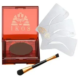 IKOS Augenbrauen-Formliner Set Braun bis dunkelhaarig - 3-teiliges Set für perfekt gestylte Augenbrauen, inklusive Schablonen, Augenbrauenpuder und Pinsel. Ideal für ein gleichmäßiges und professionelles Ergebnis.