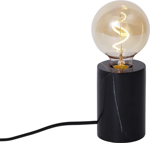 QAZQA Moderne Tischleuchte Marissa - Elegante Tischlampe in Schwarz Marmor - Klassische Tischleuchten mit edlem Marmorsockel und modernem Design. Ideal für eine gemütliche Atmosphäre in Wohnzimmer oder Schlafzimmer. Dimmbar und LED geeignet.