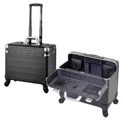 ALUMAXX Pilotenkoffer PANDORA - Aluminium schwarz 47x25x36 cm, funktional mit 12 Visitenkartenfächern und Laptopfach, ideal für Piloten