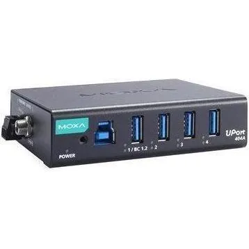 UPORT 404A-T - Robuster USB 3.2-Hub mit 4 Anschlüssen - Industrietauglicher USB-Hub mit 4 Anschlüssen, ESD-Schutz, hohe Datenraten von bis zu 5 Gbit/s und Betriebstemperaturen von -40 bis 85 °C. Ideal für anspruchsvolle Anwendungen.