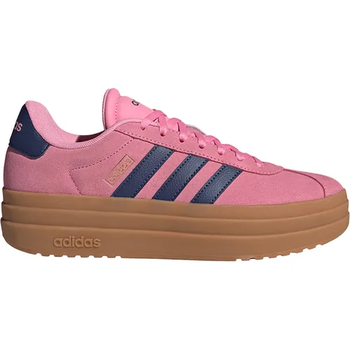 adidas Damen VL Court Bold Shoes - Bliss Pink/Dark Blue/Gold Metallic - Damen-Sneaker mit regulärer Passform, stylischem Lederobermaterial und rutschfester Gummiaußensohle für optimalen Komfort und Halt.