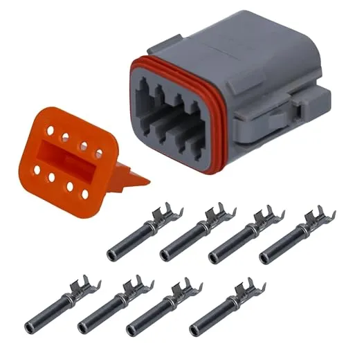 Kalitec KALI-1208-S DEUTSCH DT Buchsen Set 8-polig IP68 grau - KFZ Steckverbindung für 0,75-2,0 mm² - für Auto, Motorrad und Maschinenbau - DT Steckverbinder