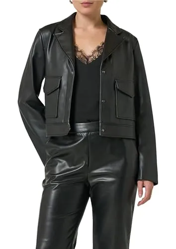 comma Jacke aus Lederimitat - Funktionsjacke in Glattleder-Optik mit langen Ärmeln, ideal für stylische Outfits und vielseitigen Einsatz.