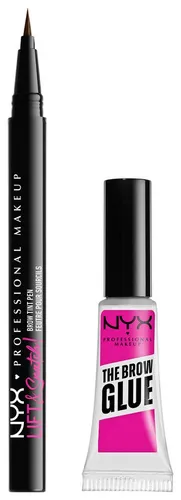 NYX PROFESSIONAL MAKEUP Schmink-Set The Brow Glue Stick + Lift & Snatch Brow Tint Pen, Nicht klebrig und wischfest, variable Deckkraft, bis zu 16h Halt.