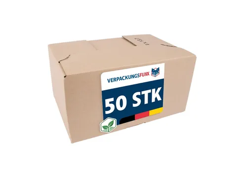 VERPACKUNGSFUXX Versandkarton Karton mit Automatikboden 285 x 185 x 145 mm, 50 Stk., Steckverschluss, 1-wellig