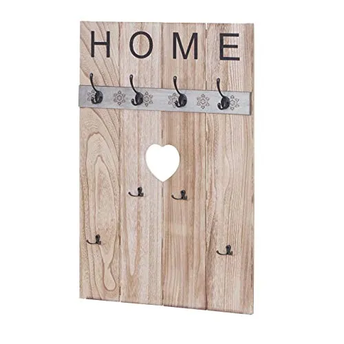 Wandgarderobe HWC-C89 Home – Vintage Shabby-Look mit 8 Haken - Praktische Wandgarderobe im Shabby-Look mit 8 Haken zur stilvollen Aufbewahrung von Kleidung. Ideal für Flur oder Schlafzimmer, gefertigt aus hochwertigem Paulownia-Holz. Fertig montiert geliefert – einfach aufhängen und nutzen!