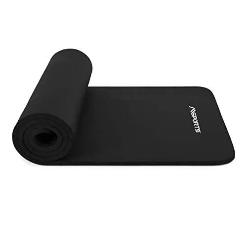 MSports® Gymnastikmatte Fitnessmatte mit Übungsposter - Sportmatte in Schwarz, inkl. praktischer Tragegurte und Übungsposter für effektives Training zu Hause oder im Studio