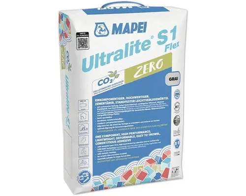 MAPEI® ULTRALITE S1 FLEX ZERO Leichtflexklebemörtel 15 kg - Grau - Hochleistungs-Leichtflexklebemörtel für die staubarme Verlegung keramischer Fliesen und Naturstein. Ideal für Großformatplatten, emissionsarm und leicht zu verarbeiten.