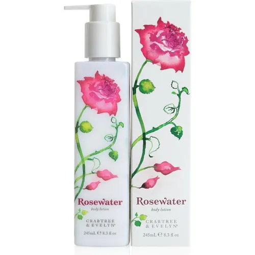 Crabtree & Evelyn Feuchtigkeitsspendende Körperlotion mit Rosenwasser 245 ml - Ganzkörperpflege mit feuchtigkeitsspendendem Rosenwasser, ideal für geschmeidige Haut und ein erfrischendes Hautgefühl.