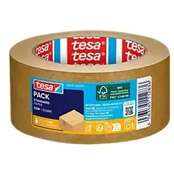tesa Verpackungsklebeband Leise abrollbar tesapack Paper Standard Braun 50 mm (B) x 50 m (L) Papier