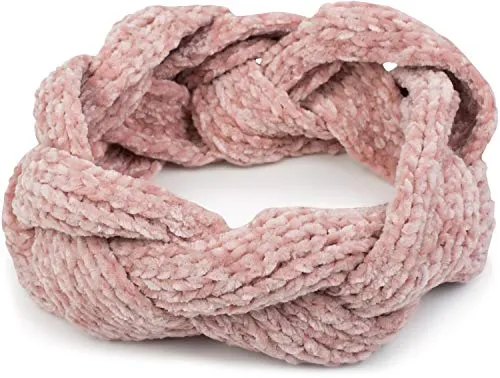 styleBREAKER Damen Chenille Strick Stirnband geflochten, warmes Winter Haarband, Headband 04026032, Farbe:Rose