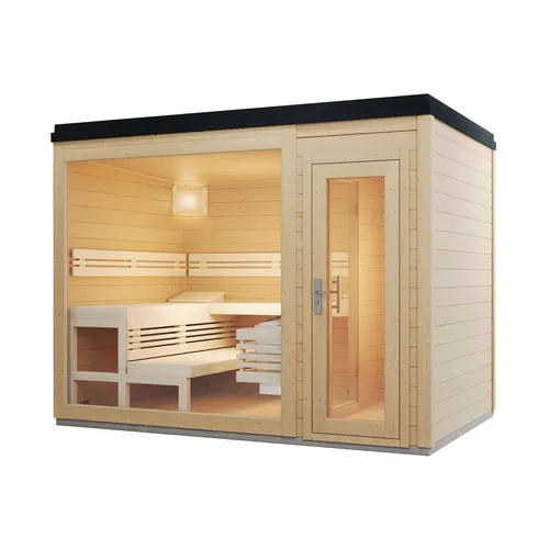 Infraworld Gartensauna CASA 2 - Außensauna mit Vorraum - Geräumige Massivsauna 215,6 x 328,6 cm für entspannende Momente im Freien. Hochwertige Verarbeitung für ein angenehmes Saunaerlebnis.