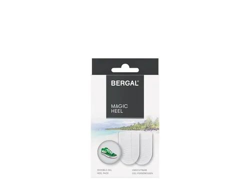 Bergal Magic Heel Silikon-Fersenkissen, 1 Paar, Entlastung von Sehnen & Gelenken, Gel-Kissen ideal bei Fersensporn, für Sneaker und flache Schuhe, selbstklebend & wiederverwendbar, one-size