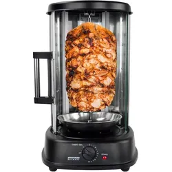 DÖNERGRILL León mit Glastür - Tischgrill mit 1500W Leistung, ideal zum Grillen von Hähnchen und Döner für gesellige Abende.