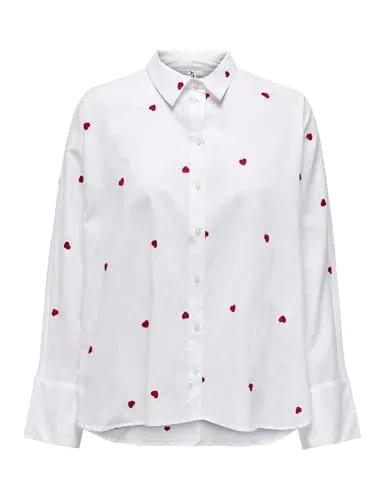 ONLY Blusenshirt 8004 - Box Fit Bluse mit Hemdkragen, 100% Baumwolle und wärmend für einen lässigen Look in Weiß