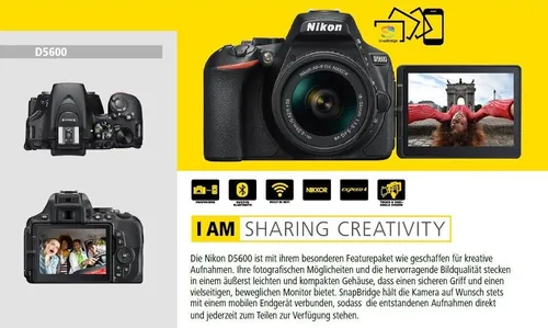 Nikon D5600 body im KIT mit Obj. AF-P DX 18-55 VR, DEMOWARE, 2.598 Auslösungen