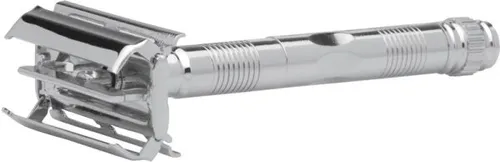 Erbe Shaving Shop Rasierer Tradition silber gerillt 6497 - Rasierzubehör mit Wechselklingensystem, ergonomischem Griff und modernem klassischem Design für eine sichere und angenehme Rasur.