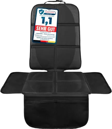 LIONSTRONG® Kindersitzunterlage - Universeller Autositzschoner für ISOFIX - Der perfekte Schutz für Ihre Autositze! Diese gepolsterte Kindersitzunterlage bietet zusätzlichen Schutz durch Seitenlaschen und ist einfach zu montieren. Kompatibel mit den meisten Fahrzeugmodellen und leicht zu reinigen.