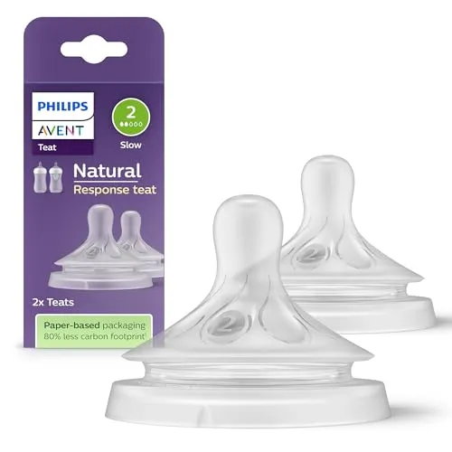 Philips AVENT Natural Response Sauger mit Anti-colic-Ventil, langsamer Nahrungsfluss (Durchflussrate 2), Doppelpack, SCY962/02