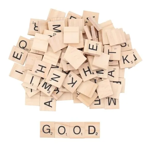 Stück Holzbuchstaben Scrabble - 200 Teile A bis Z mit Zahlen - Vielfältige Holzbuchstaben und Zahlen für kreative Bastelprojekte. Mit klaren, langlebigen Druckbildern und abgerundeten Ecken für sicheres Spielen. Ideal zum Lernen, Basteln und Verschenken!