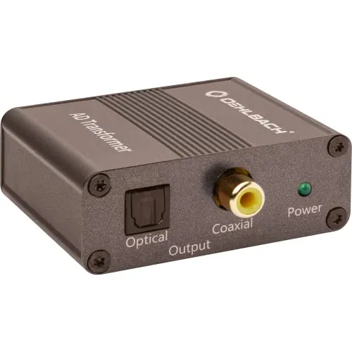 OEHLBACH AD Transformer - Hochwertiger Stereo Audio Signalwandler - Digital-Analog-Wandler mit 24 Bit und 96 kHz für verlustfreie Klangwiedergabe, ausgestattet mit präzisen Cirrus Logic Chipsätzen und vergoldeten Kontakten für optimale Signalübertragung.