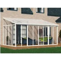 Palram - Canopia Aluminium Kaltwintergarten Sanremo | Weiß | 277x546x310 cm - Außenanbau mit hochwertigem Aluminiumrahmen und wartungsfreien Paneelen. Der lichtdurchflutete Wintergarten Sanremo bietet UV-Schutz und einfache Montage für eine stilvolle Wohnraumerweiterung.