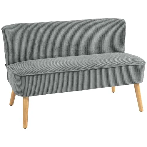 HOMCOM 2-Sitzer Stoffsofa Doppelsofa - Ein elegantes 2-Sitzer Polstersofa in Grau, ideal für Wohnzimmer und Schlafzimmer. Mit bequemer Schaumstoffpolsterung und stilvollem Kord-Design für höchsten Sitzkomfort.