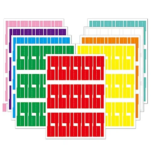 Kabeletiketten, 300 Pcs Kabel Beschriftung Ettiketten Selbstklebend Wasserdich Reißfest Kabelbeschriftung, 10 Farben 10 Blatt