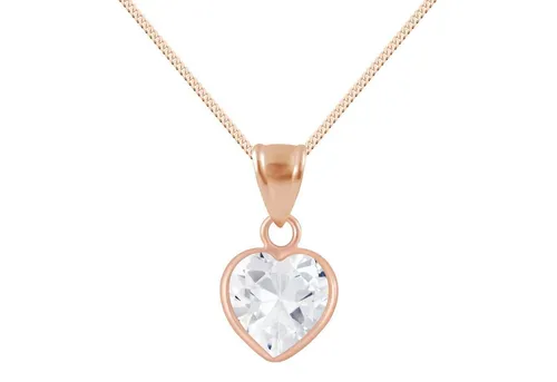 LÖB Kette mit Anhänger 925 Silber Roségold vergoldet Kette Zirkonia Stein Herz Anhänger rosé (Geschenke für Frauen Beste Freundin Mutter Mama Damen zum Geburtstag Ostern Muttertag Muttertagsgeschenk, Inkl. Schmuckbox), Damen Halskette Herzanhänger Herzen Herzkette Herzform Strass Glitzer