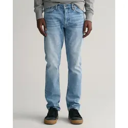 Regular-fit-Jeans GANT "REGULAR GANT JEANS", Herren, Gr. 33, Länge 30, blau (light blau vintage), Denim/Jeans, Obermaterial: 97% Baumwolle, 2% Polyester, 1% Elasthan, casual, regular fit, Jeans