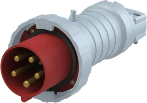 Amphenol 63 Ampere CEE Steckverbinder 5-polig rot - Robuster 63 Ampere CEE Steckverbinder mit 5 Polen (3P+N+PE), ideal für den professionellen Einsatz. Druckwasserdicht nach IP69K und für hohe Belastungen ausgelegt.