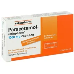 ratiopharm PARACETAMOL 1.000 mg Zäpfchen - Arzneimittel zur Schmerzlinderung und Fiebersenkung, ideal für Kinder und Erwachsene, in praktischer Zäpfchenform für schnelle Wirkung.