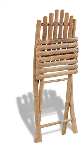 vidaXL 5-tlg. Garten-Essgruppe Klappbar Bambus - Braun - Gartenmöbel-Set aus massivem, wetterfestem Bambus, klappbar für platzsparende Lagerung, ideal für elegante Mahlzeiten im Freien.