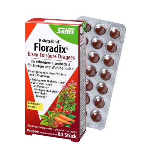 Salus Kräuterblut - Floradix Eisen-Folsäure - 84 Dragees (0,18 EUR/)