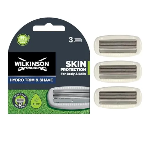 Wilkinson Sword - Trim & Shave Rasierer für Männer, 3 Ersatzklingen, Rasierer und Trimmer mit 3 Stufen