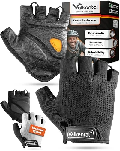 Valkental Fahrradhandschuhe - Gepolsterte Fingerlose Radhandschuhe für Herren & Damen - Fahrradbekleidung in Größe XXL, atmungsaktive und rutschfeste Handschuhe mit Gel-Polsterung für optimalen Komfort beim Radsport.