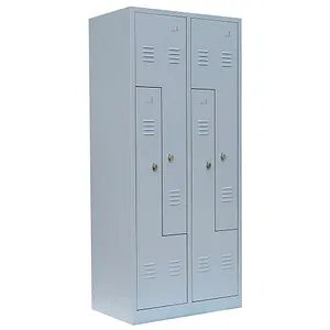 Lüllmann Spind 525110, Z-Spind lichtgrau mit Drehriegelschloss - Platzsparender 2-Abteil-Spind für 4 Personen, ideal für Schulen oder Büros. Robuste Stahlkonstruktion mit hochwertiger Pulverbeschichtung und optimaler Belüftung.