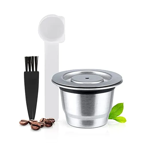 RECAFIMIL Nachfüllbare Edelstahl-Kapseln für Nespresso - Hochwertige, wiederverwendbare Kaffeekapseln aus Edelstahl, leicht zu reinigen und perfekt für den täglichen Einsatz. Kompatibel mit den meisten Nespresso-Maschinen, bieten sie eine umweltfreundliche Alternative zu Einwegkapseln.