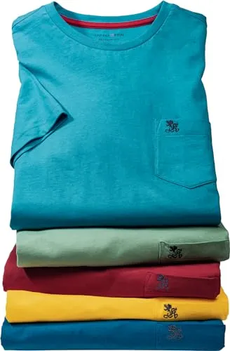 Otto Kern T-Shirt Herren im 5er Pack, T-Shirt Herren aus 100% Baumwolle, 5 Shirts mit Rundhals und Brusttasche im Spar-Set, Bunt, Gr. M