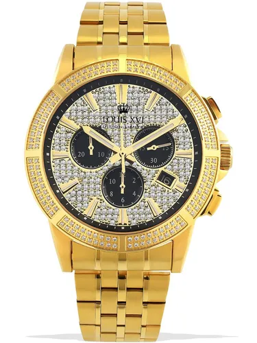 LOUIS XVI LXVI1037 Majeste Iced Out Chronograph Herrenuhr 43mm - Armbanduhren mit glamourösem Design, 5ATM wasserdicht und präzisem Swiss Made Quarzwerk für höchste Qualität und Stil.