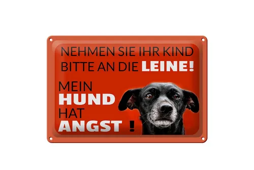 Hebold Metallschild Schild Blech 30x20cm - Made in Germany - Spruch Kind an die Leine Hund